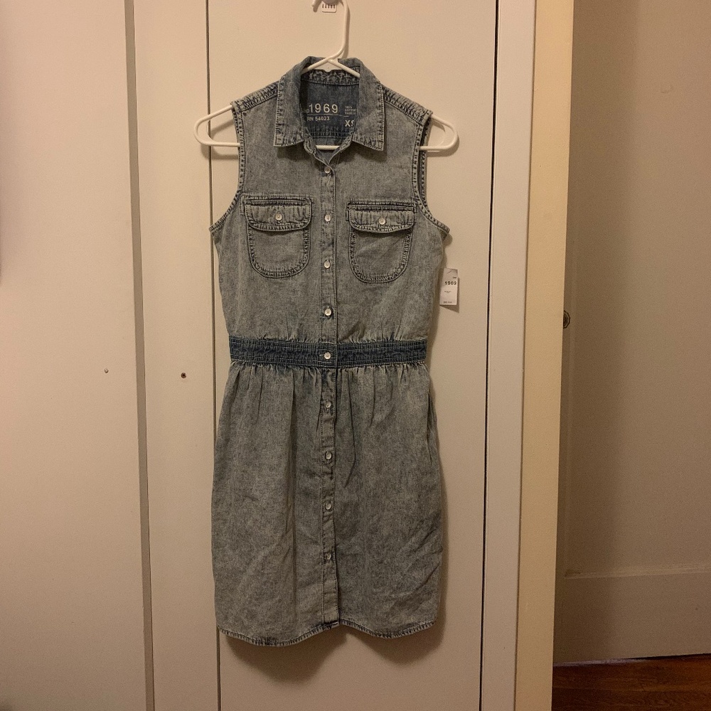 GAP Denim 1969 Pockets Sleeveless Mini Dress XS